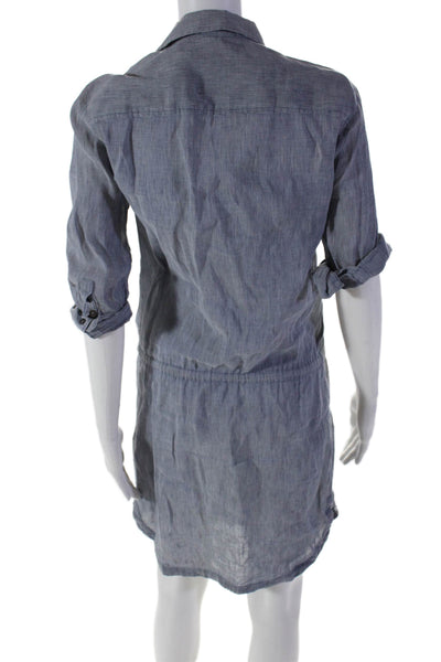 Standard James Perse Womens Cotton Blend Long Sleeve Button Up Dress Blue Size 1