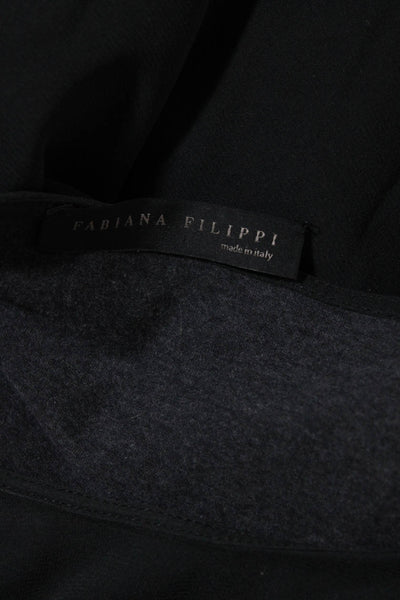 Fabiana Filippi Womens Cotton Layered Round Neck Tank Top Blouse Black Size XS