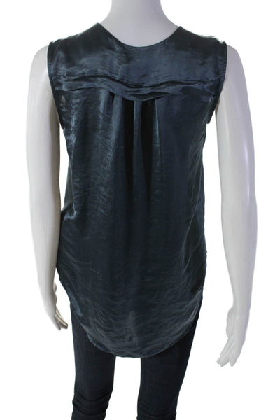 Theory Womens Collared Sleeveless Button Up Blouse Top Blue Size P