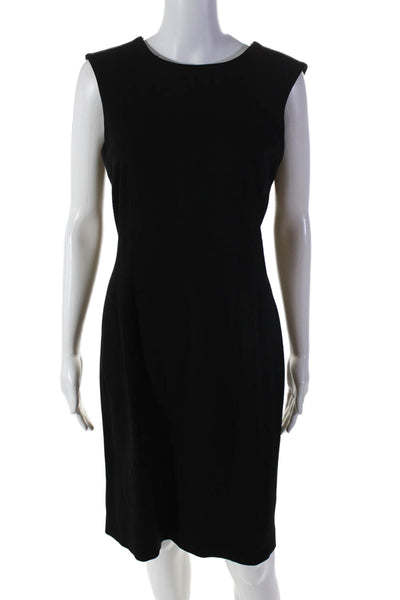 Centre Ville Womens Black Crew Neck Zip Back Sleeveless Shift Dress Size M