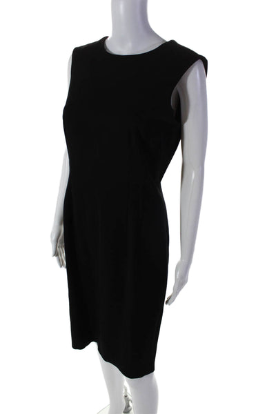 Centre Ville Womens Black Crew Neck Zip Back Sleeveless Shift Dress Size M