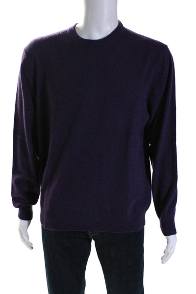 Black Brown 1826 Mens Cashmere Purple Crew Neck Long Sleeve Sweater Top Size XL