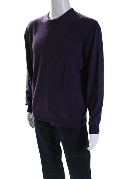 Black Brown 1826 Mens Cashmere Purple Crew Neck Long Sleeve Sweater Top Size XL