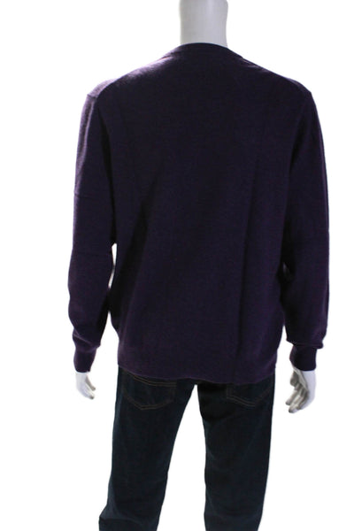 Black Brown 1826 Mens Cashmere Purple Crew Neck Long Sleeve Sweater Top Size XL