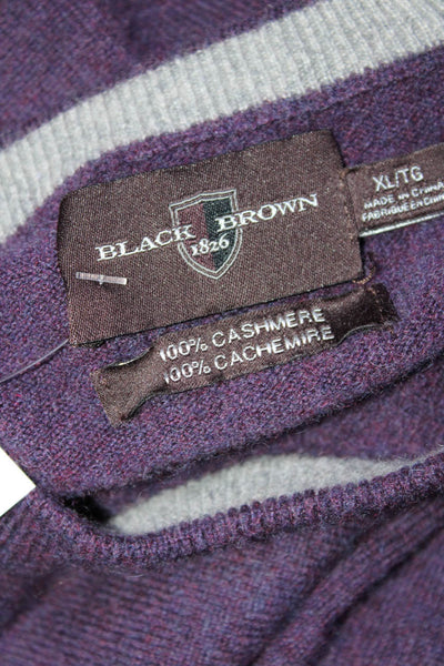 Black Brown 1826 Mens Cashmere Purple Crew Neck Long Sleeve Sweater Top Size XL