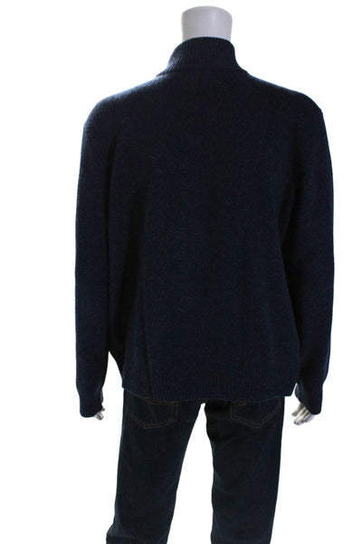 Polo Ralph Lauren Mens Wool Dark Blue Half Zip Mock Neck Sweater Top Size XL