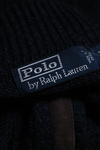 Polo Ralph Lauren Mens Wool Dark Blue Half Zip Mock Neck Sweater Top Size XL