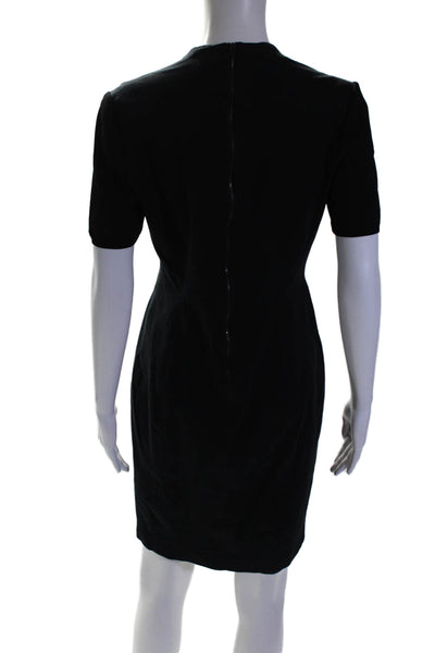 Elie Tahari Womens Cotton Black V-Neck Zip Back Short Sleeve Shift Dress Size 8