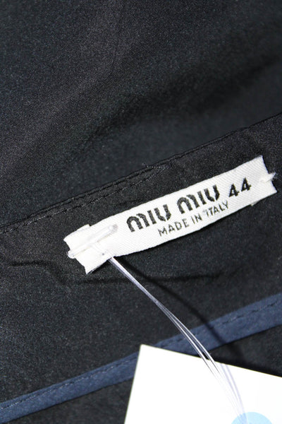 Miu Miu Womens Silk Blend Black Pockets Zip Back A-line Skirt Size 44