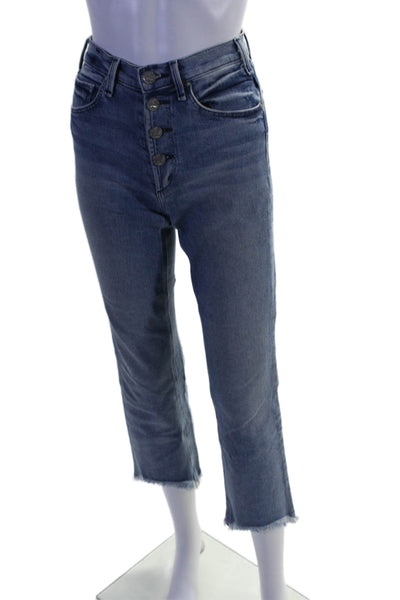 McGuire Womens Cotton Zip Button Denim Straight Fray Leg Jeans Blue Size EUR 26