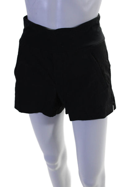 Athleta Womens Textured Elastic Waist Slip-on Athletic Shorts Black Size 2