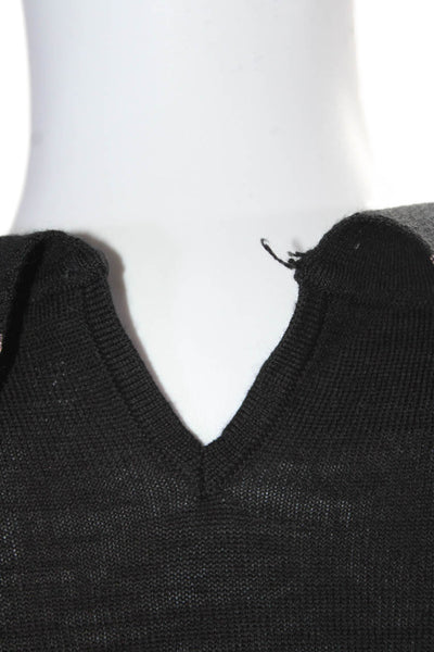 Luisa Cerano Womens Textured 3/4 Sleeve V-neck Blouse Black Size 8