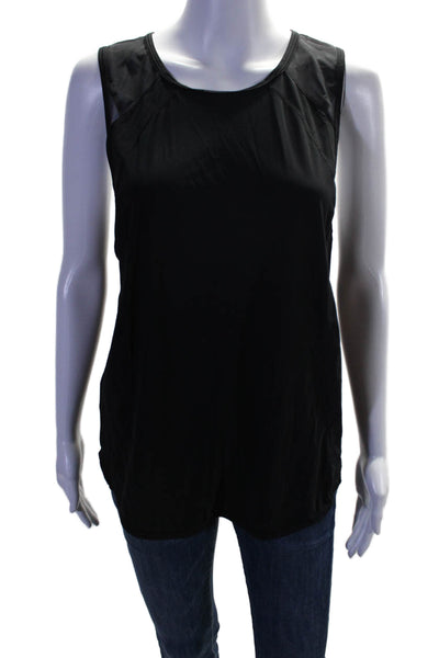 Lululemon Womens Sleeveless Mesh Back Round Neck Tank Top Black Size L