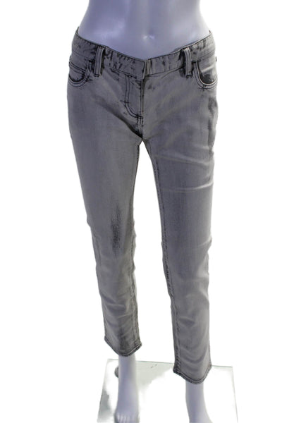 Balmain Womens Zipper Fly Mid Rise Straight Leg Jeans Gray Denim Size IT 38