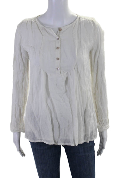 Graham & Spencer Women's Round Neck Long Sleeves Blouse White Size S