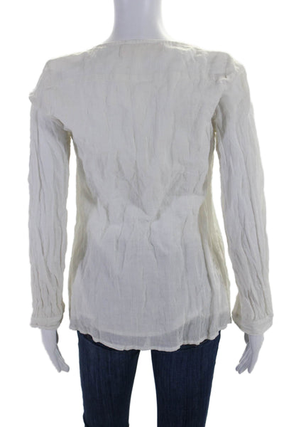 Graham & Spencer Women's Round Neck Long Sleeves Blouse White Size S