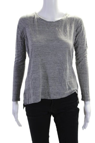 Vince Womens Long Sleeves Crew Neck Pullover Tee Shirt Gray Size Small