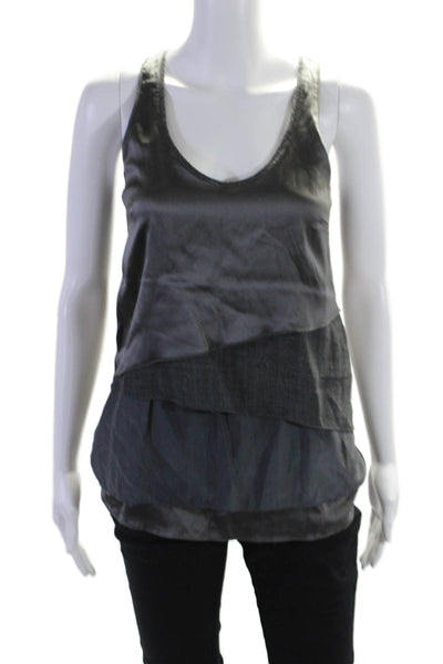 Brunello Cucinelli Womens Silk Blend Sleeveless Tank Top Gray Size Medium