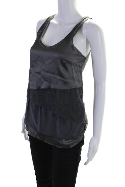 Brunello Cucinelli Womens Silk Blend Sleeveless Tank Top Gray Size Medium