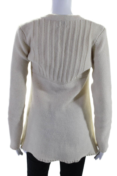 Joie Womens Cashmere Button Closure Long Sleeves Cardigan Sweater White Size Sma