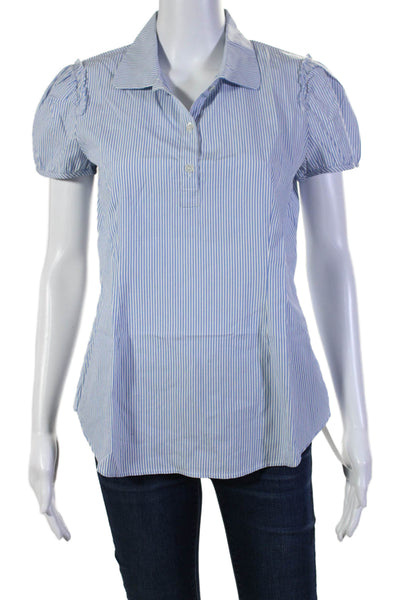 Theory Womens Striped Half Button Down Alegria Shirt Blue White Size Small