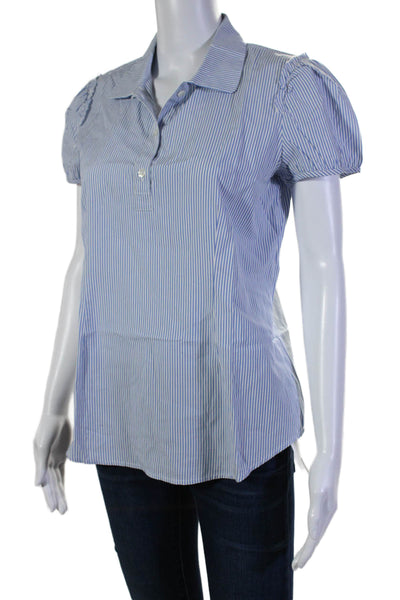 Theory Womens Striped Half Button Down Alegria Shirt Blue White Size Small