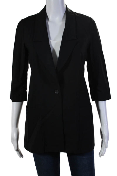 Elizabeth and James Womens Single Button Light Weight Jacket Black Wool Size 4