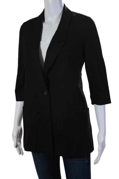 Elizabeth and James Womens Single Button Light Weight Jacket Black Wool Size 4