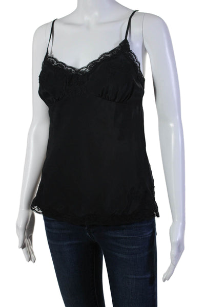 Gold Hawk Womens Silk Lace Trim Sleeveless Tank Top Black Size Extra Small