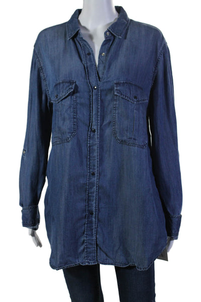 Rails Womens Chambray Button Down Long Sleeves Shirt Blue Size Large