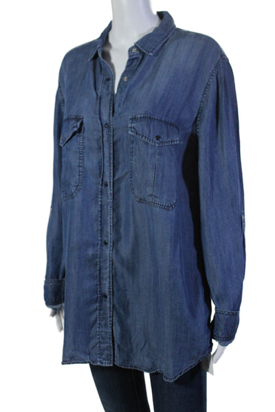 Rails Womens Chambray Button Down Long Sleeves Shirt Blue Size Large