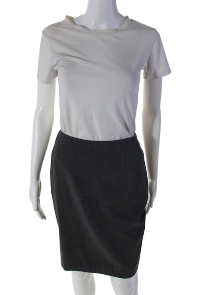 Emmanuel Womens Lined Straight Pencil Back Slit Zipped Closure Skirt Gray Size 4