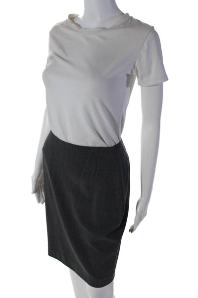 Emmanuel Womens Lined Straight Pencil Back Slit Zipped Closure Skirt Gray Size 4