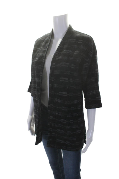 Eileen Fisher Womens Cotton Long Sleeve Open Front Cardigan Sweater Black Size 4