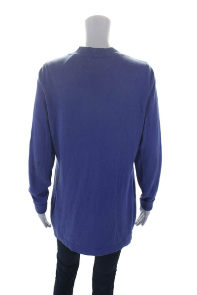 T Tahari Womens Cotton Textured Long Sleeve Button Down Sweater Blue Size PS