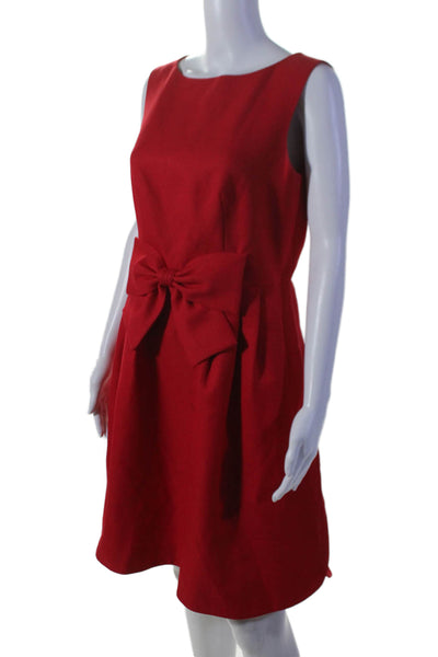 Ted Baker London Womens Bow Waist Knee Length Sleeveless A Line Dress Red Size 2