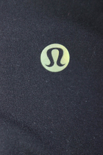 Lululemon Womens High Rise Pull On Cropped Athletic Leggings Black Gold Size 4