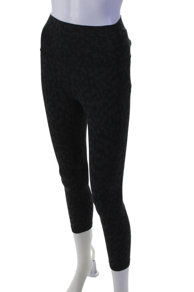 Lululemon Womens Animal Print High Rise Pull On Cropped Leggings Black Size 4