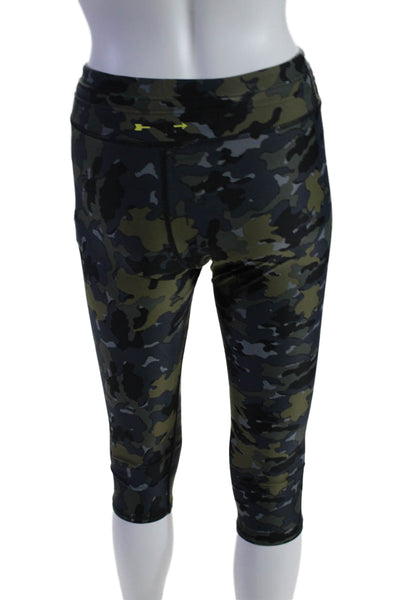 The Upside Womens Camo Drawstring Waist Cropped Activewear Leggings Blue Size S