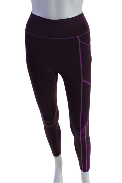 All Access Womens Stretch Two-Toned Mid-Rise Activewear Leggings Purple Size XS