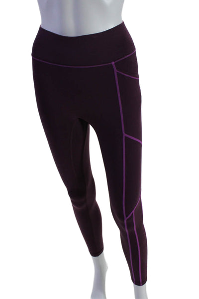 All Access Womens Stretch Two-Toned Mid-Rise Activewear Leggings Purple Size XS