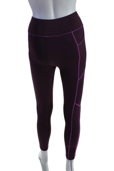 All Access Womens Stretch Two-Toned Mid-Rise Activewear Leggings Purple Size XS