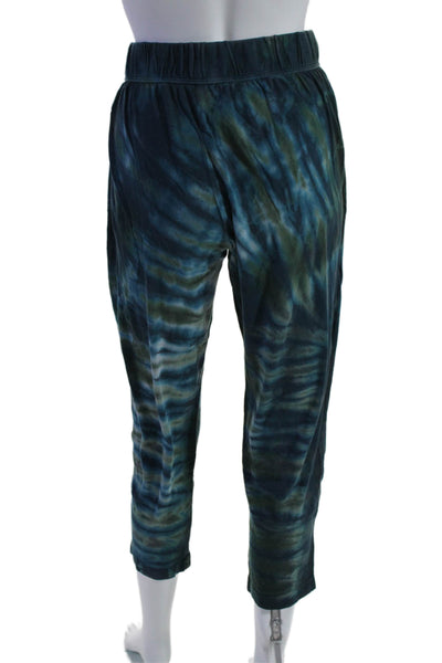 Raquel Allegra Womens Tie Dye Elastic Waist Mid-Rise Tapered Pants Blue Size 0