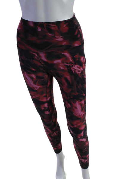 Lululemon Womens Stretch Abstract Print Mid-Rise Activewear Leggings Pink Size 2