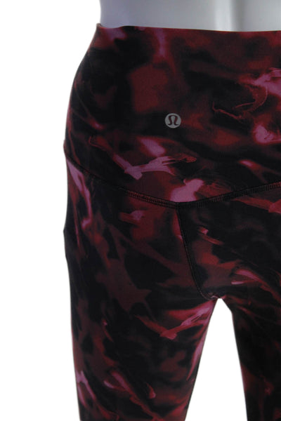 Lululemon Womens Stretch Abstract Print Mid-Rise Activewear Leggings Pink Size 2