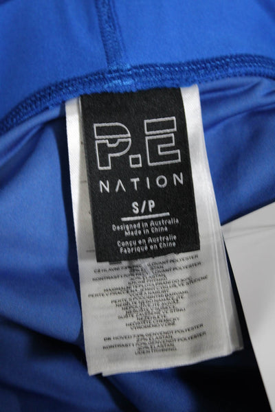 P.E. Nation Womens Drawstring Waist Mid-Rise Activewear Leggings Blue Size S