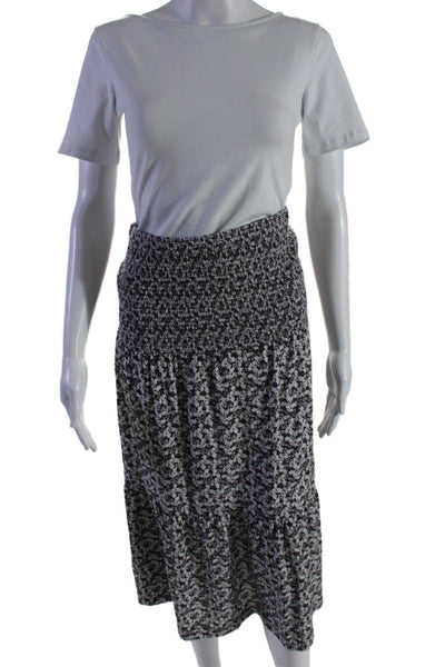 Nation LTD Womens Pima Cotton Floral Print Ruched Maxi Skirt Brown Size S