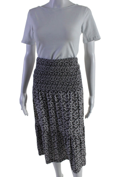 Nation LTD Womens Pima Cotton Floral Print Ruched Maxi Skirt Brown Size S