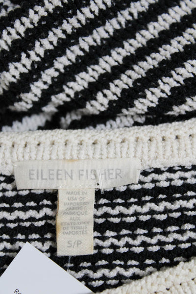 Eileen Fisher Womens Cotton Long Sleeve Stripped Pullover Sweater White Size S