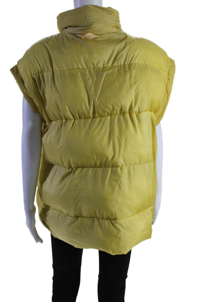 FP Movement Womens Quilted Textured Sleeveless Full Zip Puffer Vest Yellow Size